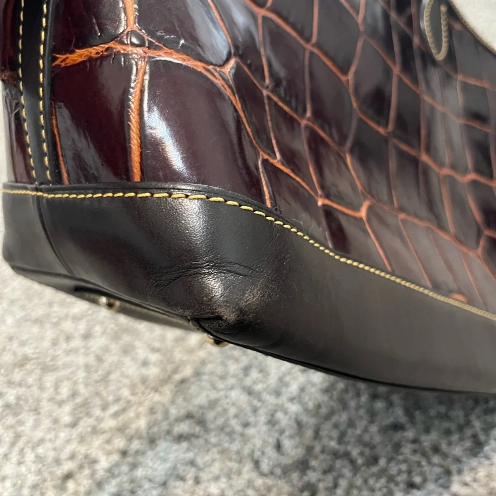 Dooney & Bourke Brown Croc-Embossed Leather Briefcase